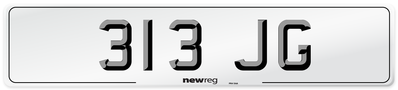 313 JG Number Plate from New Reg